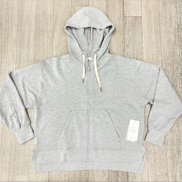 Johnny Was • Calme Heather Grey Zip Up Micro Modal Hoodie - Picture 6 of 6